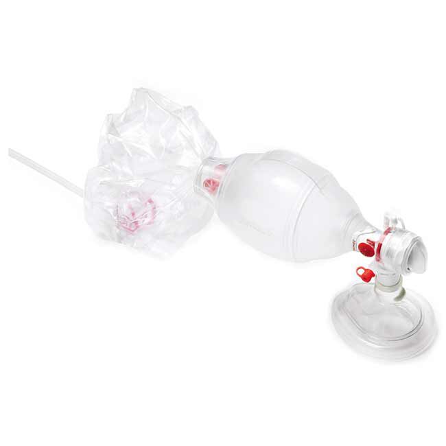 Pediatric SPUR II Bag Reservoir with Pop-Off Valve, Toddler Mask, and O2 Tubing.