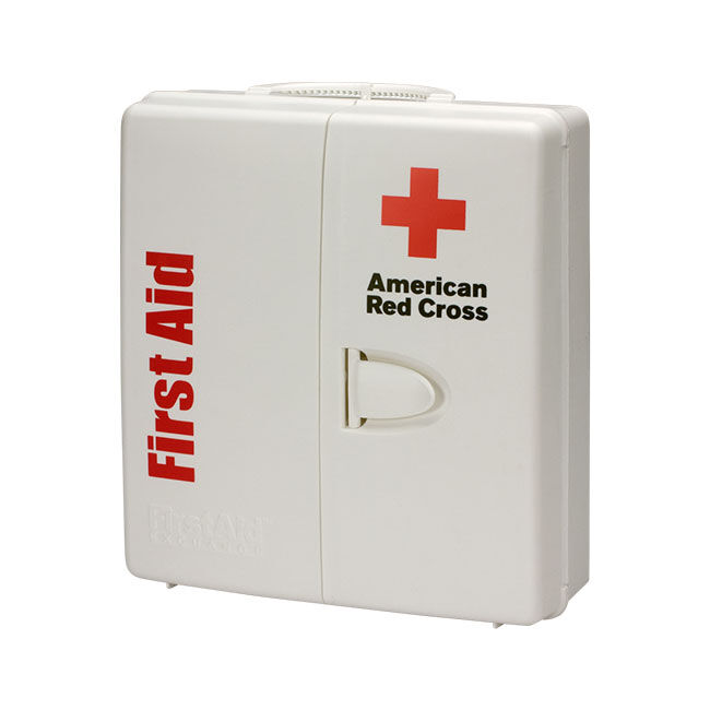 Large 50-Person Workplace ANSI A+ First Aid Kit, slightly angled view of the front of the case.