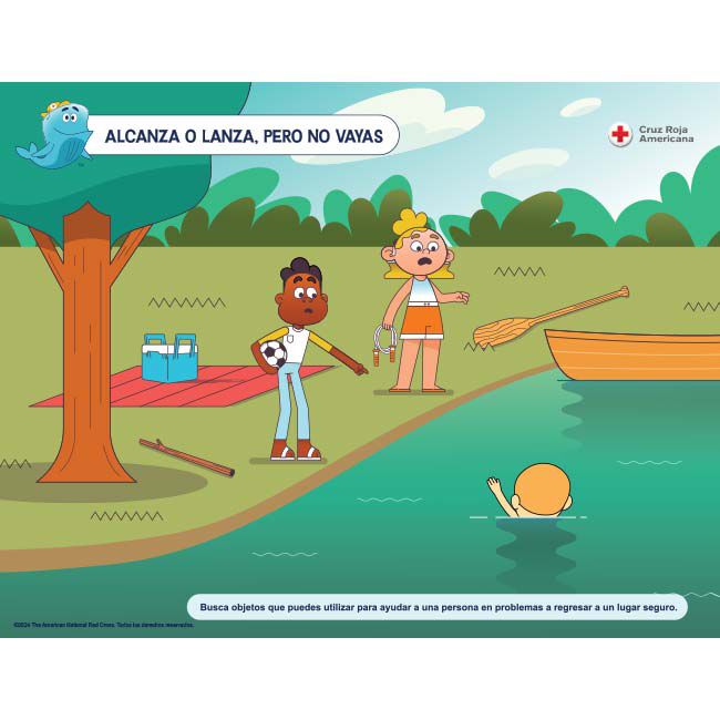 Reach Or Throw, But Don't Go WHALE Tales Poster, in Spanish.