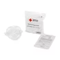 Adult/Child CPR Mask with One Valve next to packaging with American Red Cross logo and a pamphlet showing directions for using the CPR Mask.