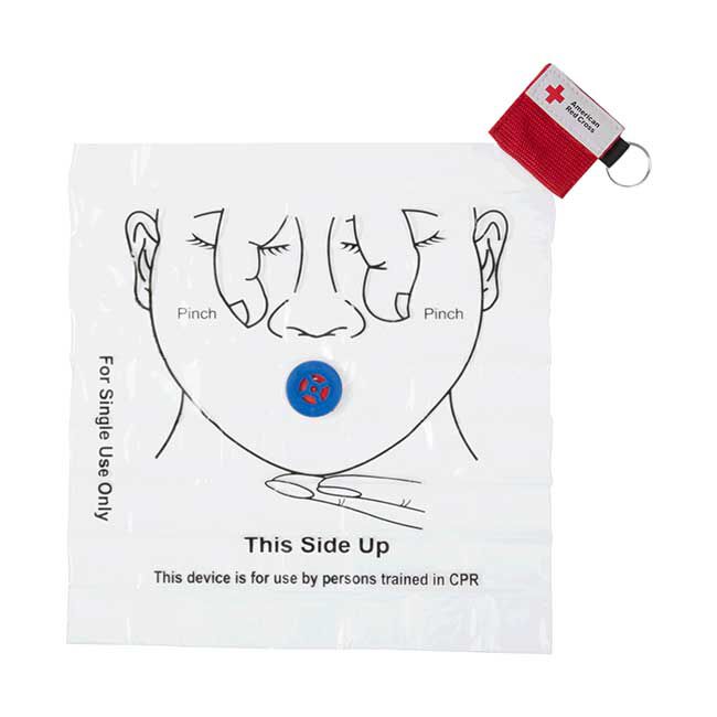 Mini CPR Keychain and the Face Shield with 1-Way Valve Breathing Barrier.