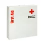 Metal cabinet of the Large 50-Person Workplace ANSI A+ First Aid Kit showing the front and cabinet hinge on the side.