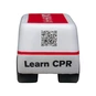 CPR Compression Tool - back view with a QR code and the words Learn CPR.