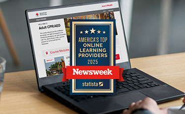 Newsweek America's Top Online Learning Providers 2025 Award and the Adult CPR/AED American Red Cross Course.